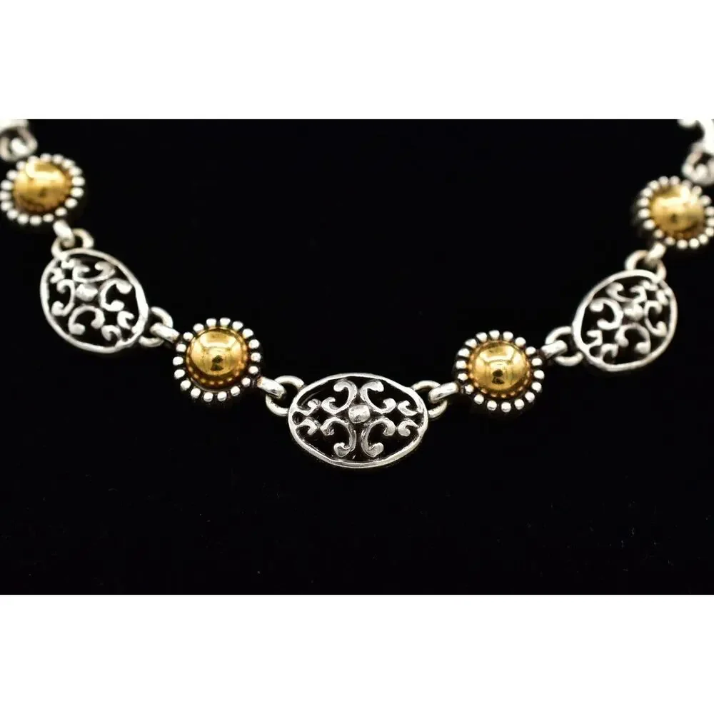 Brighton Barcelona Collar Necklace Silver Plated Gold Tone Retired Signed BinBL